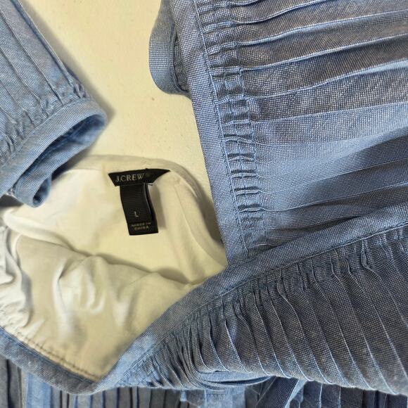 J. Crew  Ruffle Top blue Pleated Tiered Tank Top blouse Woman's Size Large - Picture 5 of 8